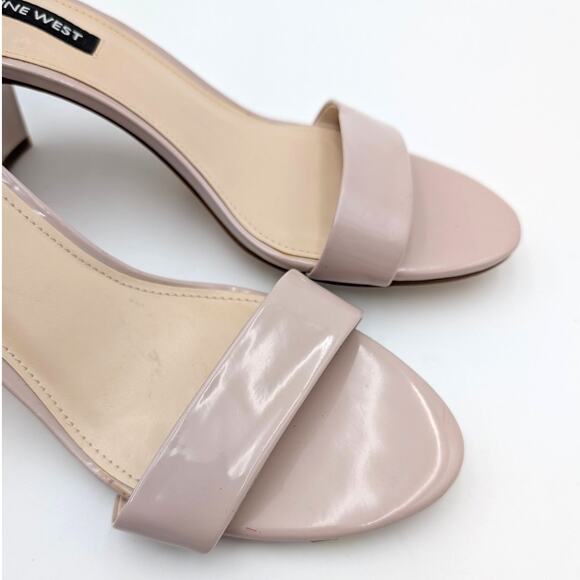 Nine West Pruce Ankle Strap Block Heel Sandals Natural Patent Size US8.5 EU39 - Picture 9 of 13